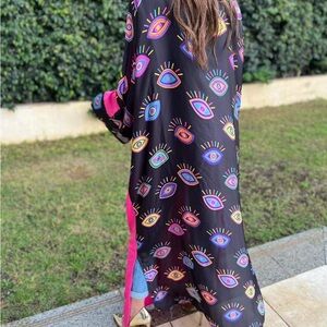 Colorful Eye Pattern Kimono Kaftan Ramadan